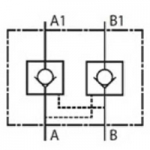 Check valve with NG6 pilot in A and B